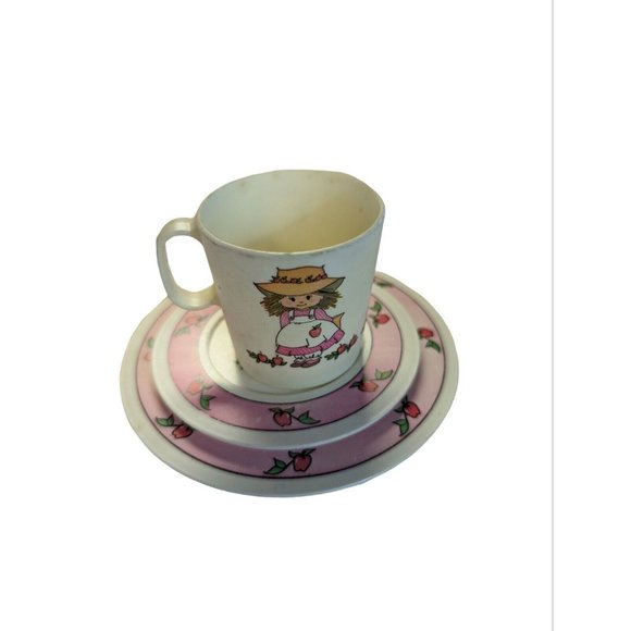 Set 6  Vintage child TEA cups plates STRAWBERRY Apple STYLE CHILTON-GLOBE - Picture 2 of 7